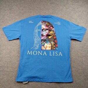 SAW Urbanity Shirt Mens Medium Blue Mona Lisa Graphic Tee Cotton Art Streetwear